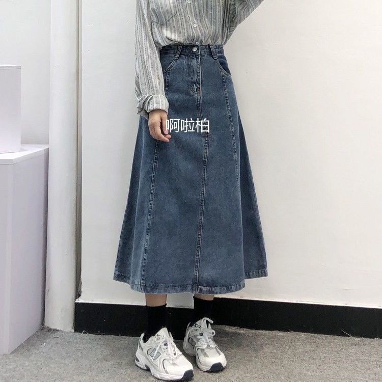 Chân Váy Denim Dài Dáng Chữ a Lưng Cao Thời Trang Xuân Thu Cho Nữ