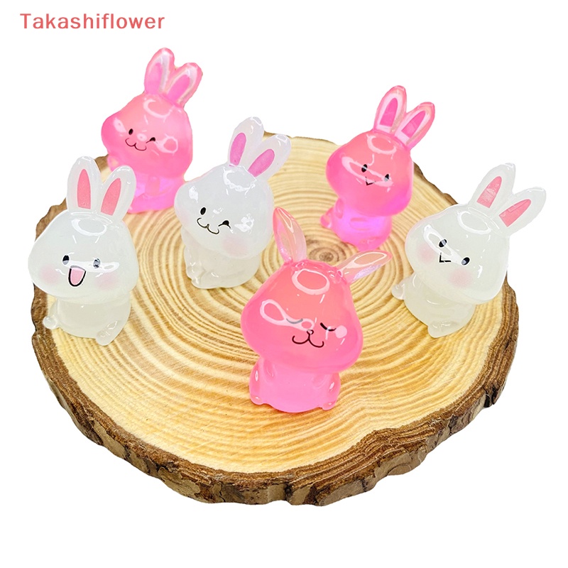 Set 2 Mô Hình Thỏ Mini Bằng Nhựa Phát Quang Trang Trí Sân Vườn