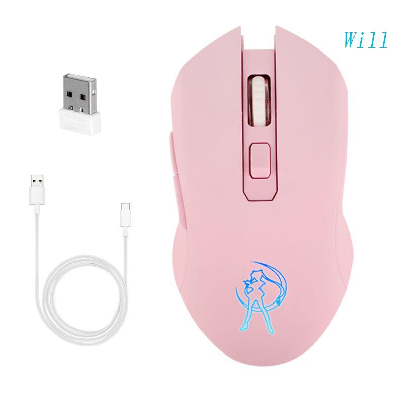 Chuột Máy Tính Không Dây 2.4G Có Đèn LED 1600 DPI