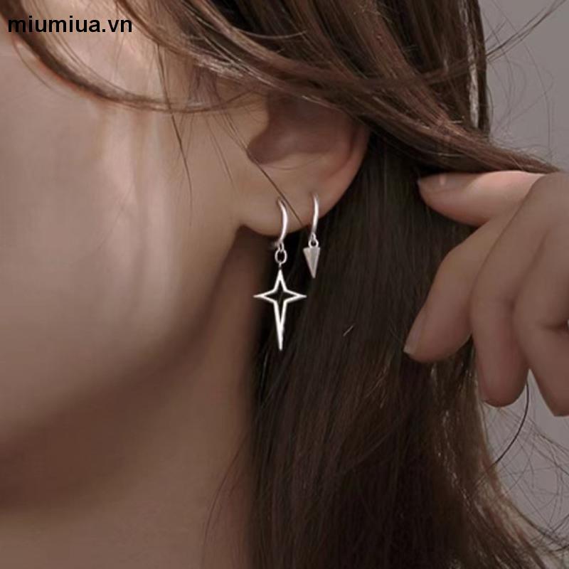 miumiuaBông Tai Mạ Bạc 925 Hình Nón Phong Cách Hip hop Thời Trang Cho Nam Và Nữ