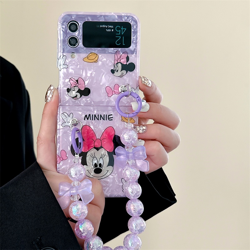 Lật Ốp Điện Thoại Dẻo Họa Tiết Hoạt Hình mickey minnie Kèm Dây Đeo Cho samsung galaxy z flip 4 5g z flip 3 5g