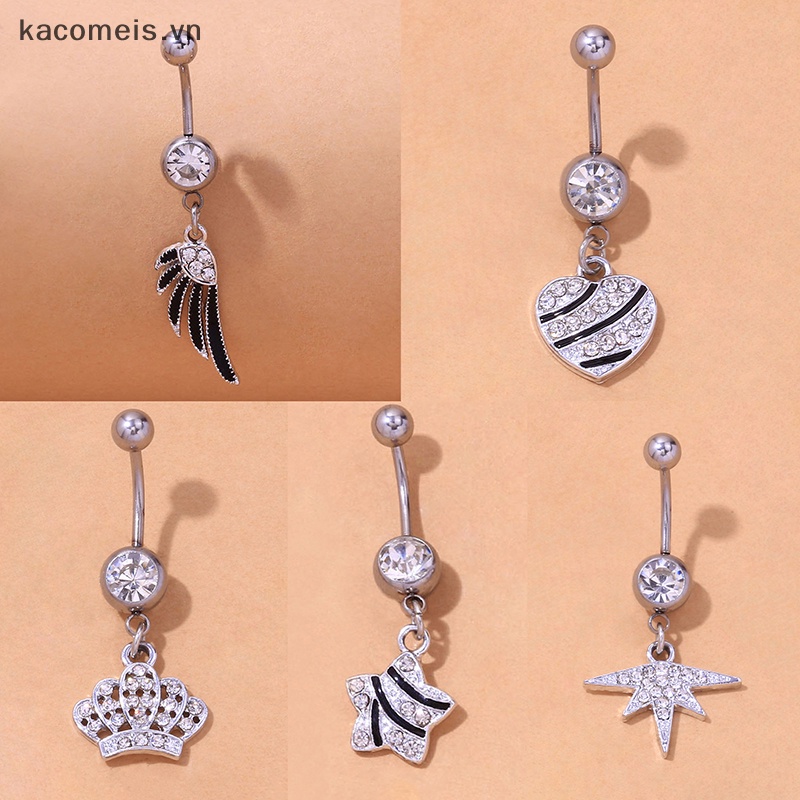 Khuyên Rốn Thép Không Gỉ Hình Trái Tim Xinh Xắn