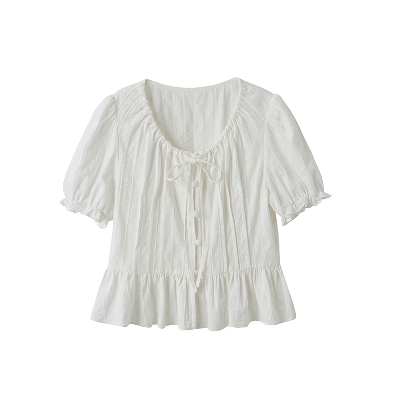 Áo Sơ Mi Trắng Cổ Chữ V Phong Cách Hàn Quốc Thanh Lịch