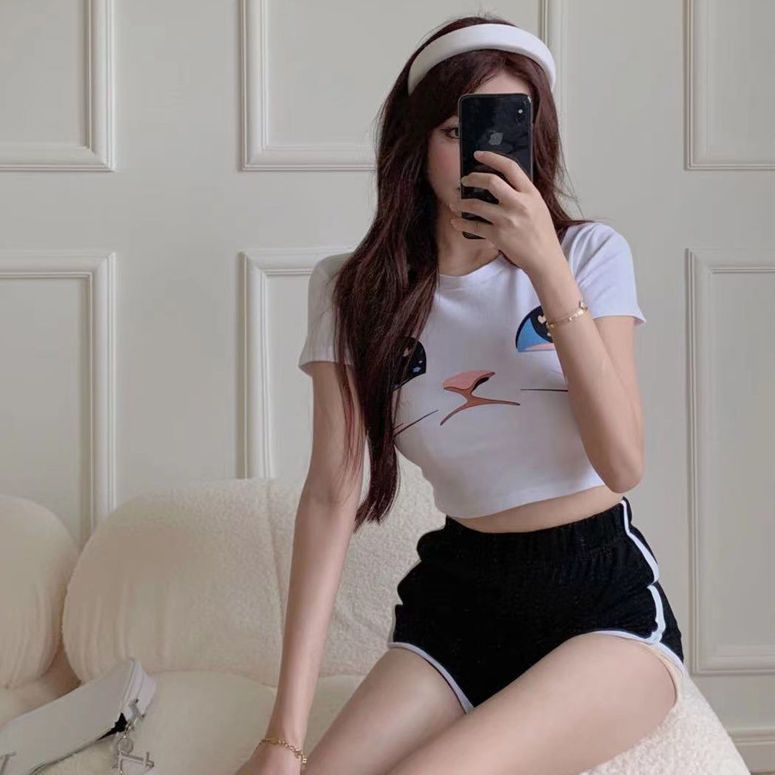 Set Áo baby tee Thun croptop Ngắn Tay + Quần Short Thể Thao Thời Trang Mùa Hè Cho Nữ