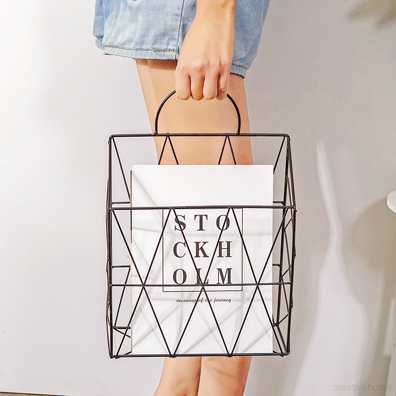 Giá Sắt Treo Tường Đựng Tạp Chí / Sách Báo Phong Cách Bắc Âu Độc Đáo Trang Trí Nhà Cửa Mới