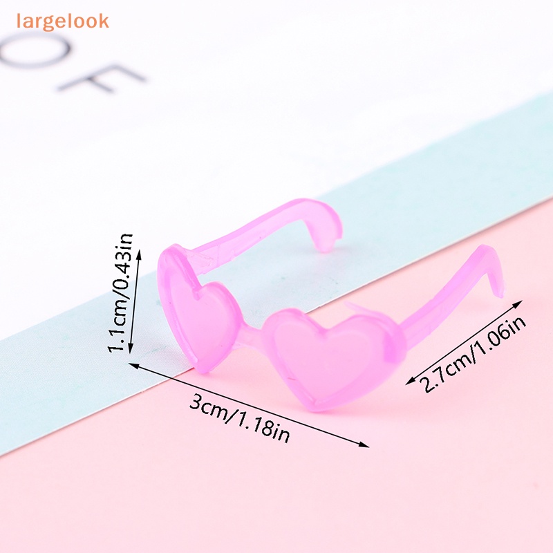 Set 10 Kính Mắt Gọng Nhựa Hình Trái Tim Mini Tỉ Lệ 1 / 6 Cho Nhà Búp Bê