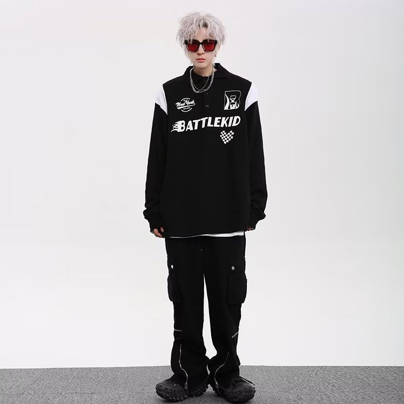 Áo Thun Nỉ Cổ Tròn Dáng Rộng Cỡ Lớn Phong Cách Đường Phố Mỹ Cá Tính Cho Nam