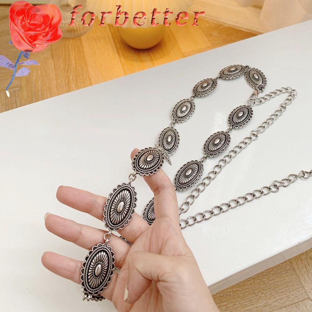 Thắt Lưng Dây Xích Hình Oval Họa Tiết Hoa Phong Cách Bohemia Hàn Quốc Có Thể Điều Chỉnh Trang Trí Đầm / Quần Jean Cho Nữ