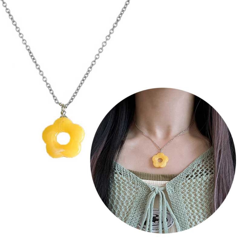 Vòng Cổ Choker Bằng Acrylic Mặt Hoa Đơn Giản