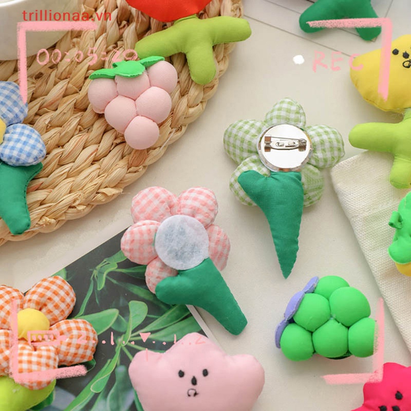 Ghim Cài Áo Hình Hoa Năm Lá Bằng Vải Bông Thủ Công Cho Bé