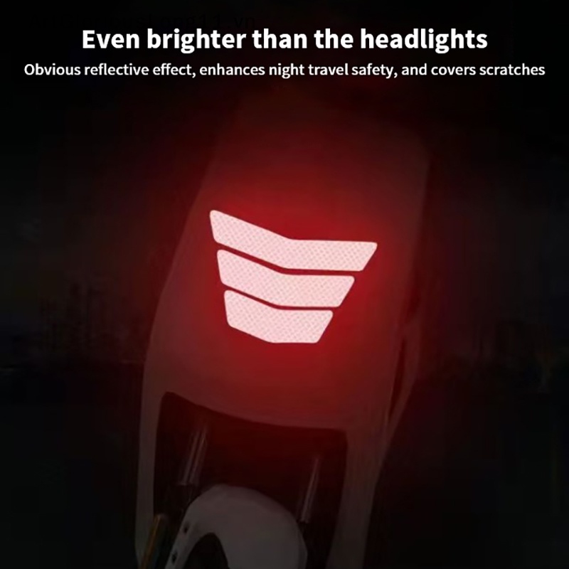 FENDER Set 3 Miếng Dán Phản Quang Cảnh Báo Hình Mũi Tên / Đuôi Xe Máy