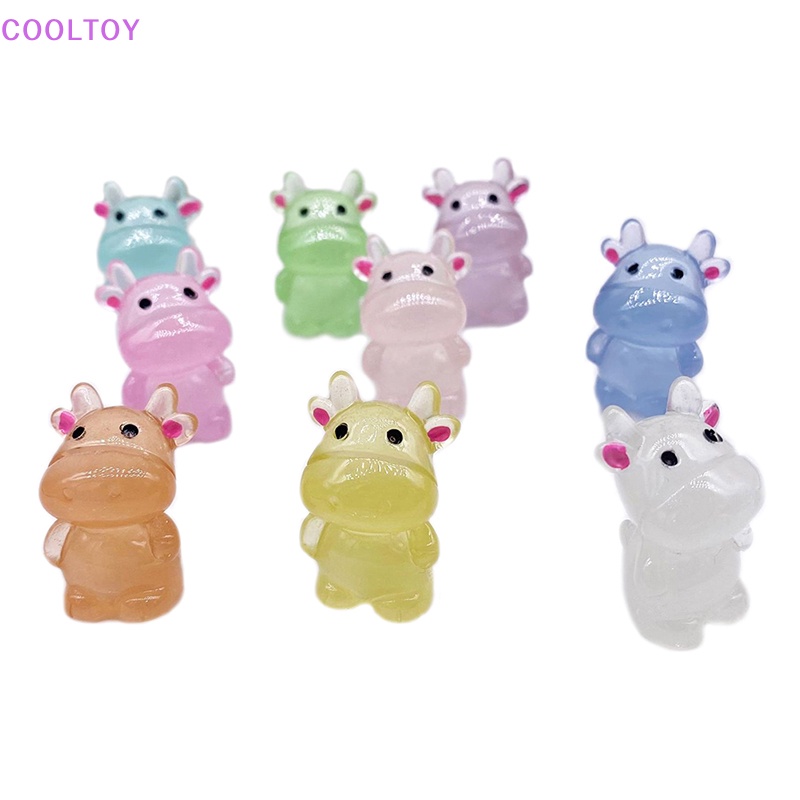 Cooltoy Bộ 2 Tượng Bò Sữa Trấu Hoạt Hình Trung Hoa Dạ Quang Thu Nhỏ Trang Trí Tiểu Cảnh
