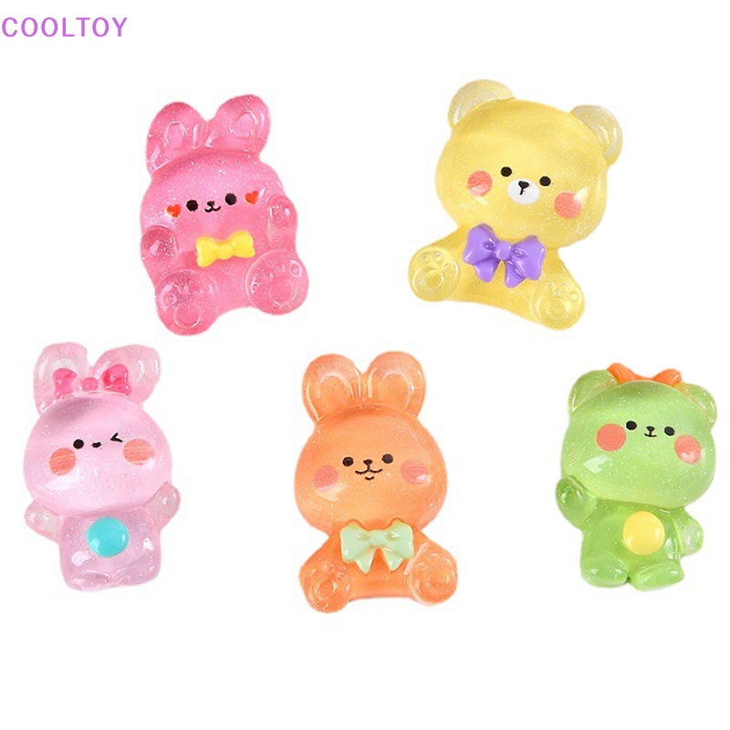 Cooltoy Set 10 Tượng Nhựa Resin Hình Thỏ Gấu Hoạt Hình Kawaii Trang Trí Sổ Tay DIY