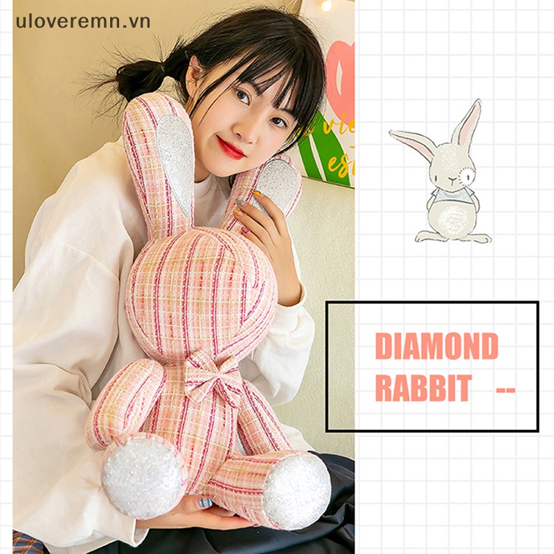 Uloveremn Búp Bê Thỏ Ngồi 40cm Có Nơ Kim Cương Giả Với Màu Sắc Không Có Đôi Mắt Vải Sọc.