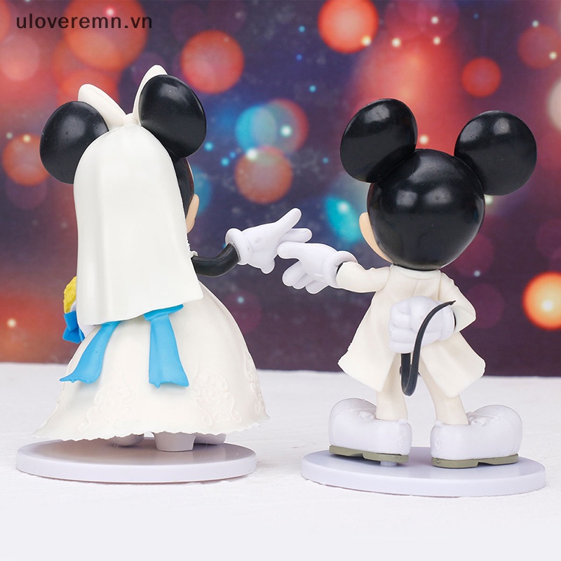 DISNEY Set 2 Đầm Trắng In Hình Chuột Mickey Minnie Cho Cặp Đôi