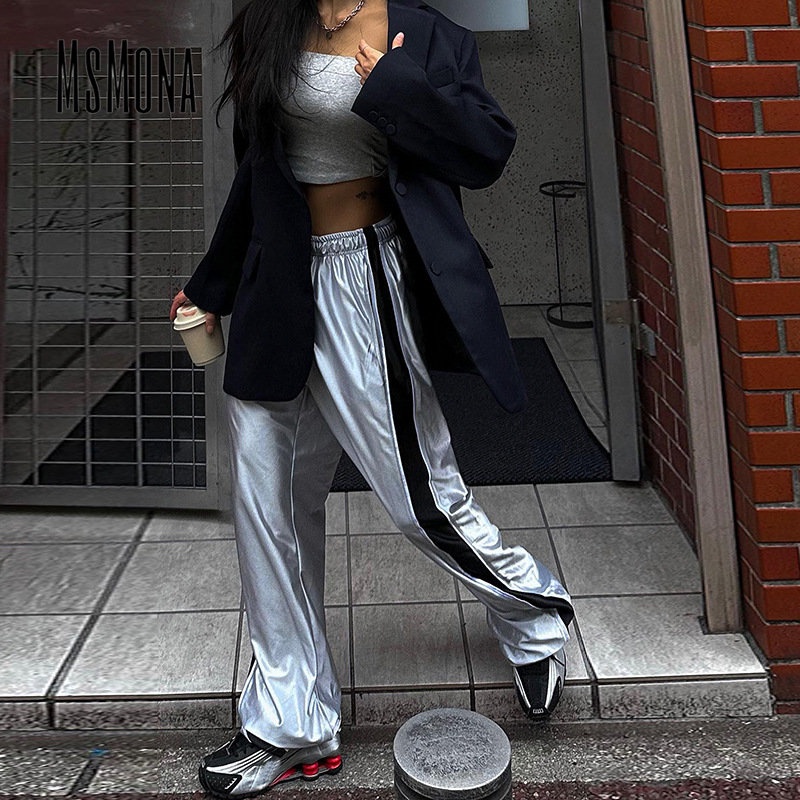 Quần Dài Dáng Rộng Lưng Thấp Màu Trơn Thời Trang 2023 Cho Nữ