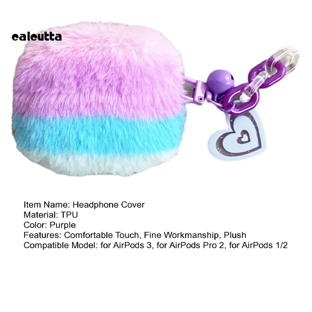 Vỏ Bảo Vệ Hộp Sạc Tai Nghe AirPods Pro 2 Bằng TPU Phủ Lông Màu Tím / Xanh Dương Tím Sang Trọng