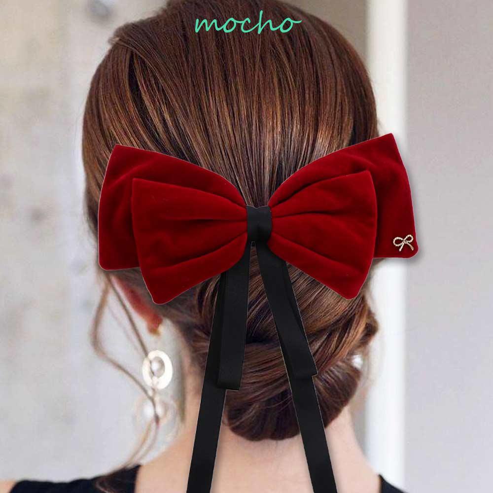 Kẹp Tóc Nơ Ruy Băng Nhung Phong Cách Retro Dễ Thương Cho Nữ