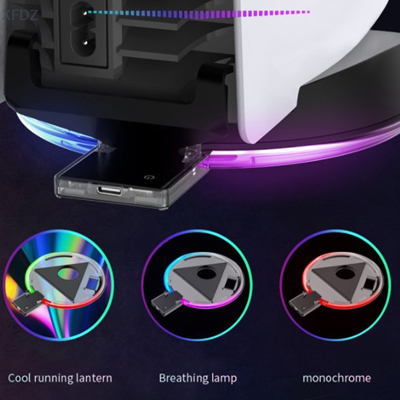 Đế Sạc Đứng Có Giá Đỡ Đèn RGB Cổng USB Cho PS5