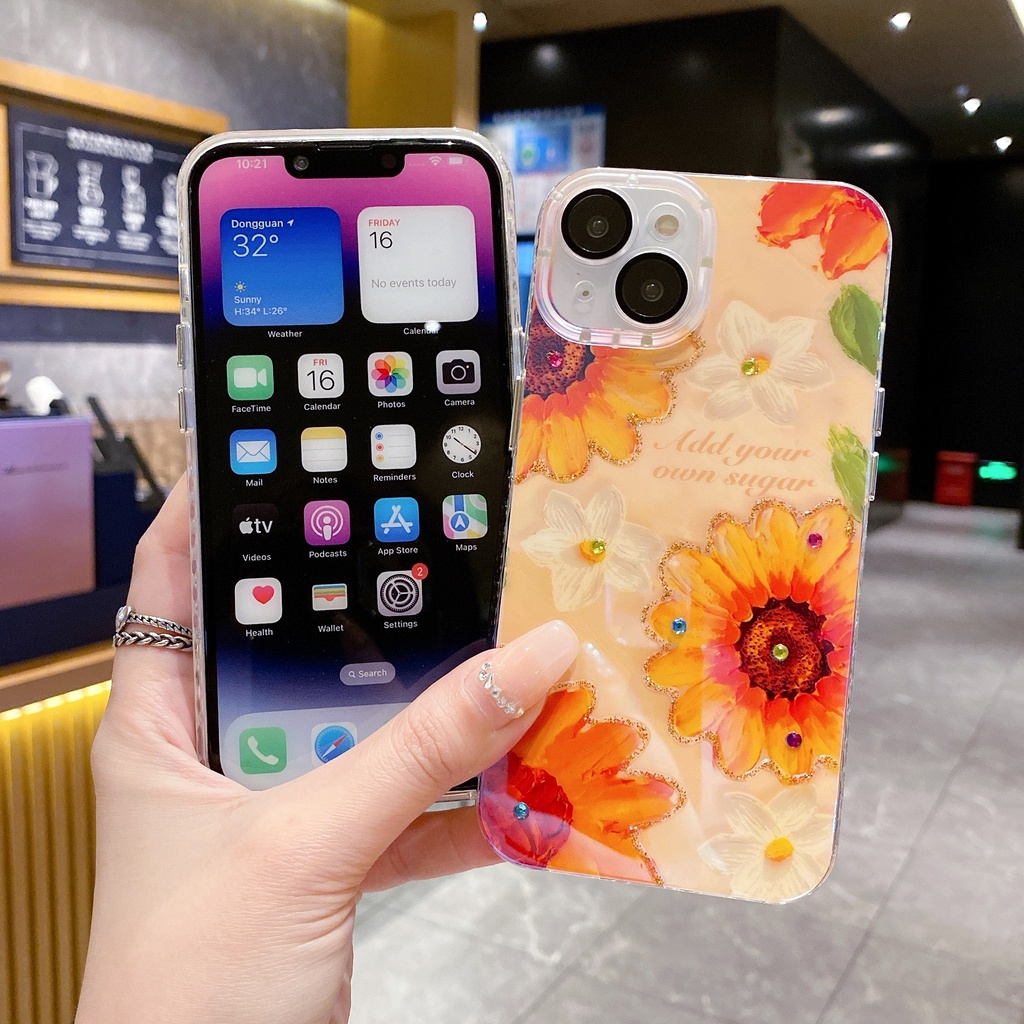 Ốp Điện Thoại TPU Chống Sốc Họa Tiết Hoa Hướng Dương Cho IPhone 14 13 12 11 Pro Max