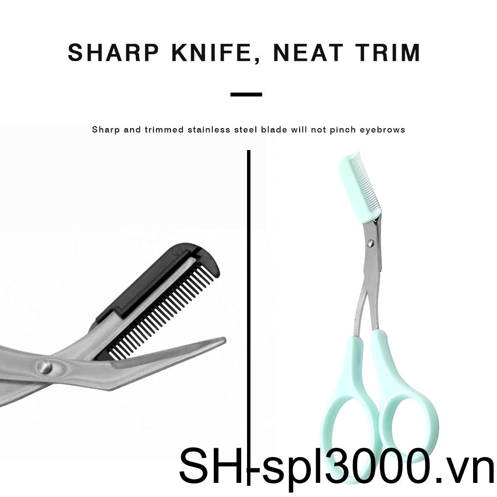 Máy Tỉa Lông Mày Cầm Tay Bằng Thép Không Gỉ Kèm Lược Trang Điểm Tiện Dụng