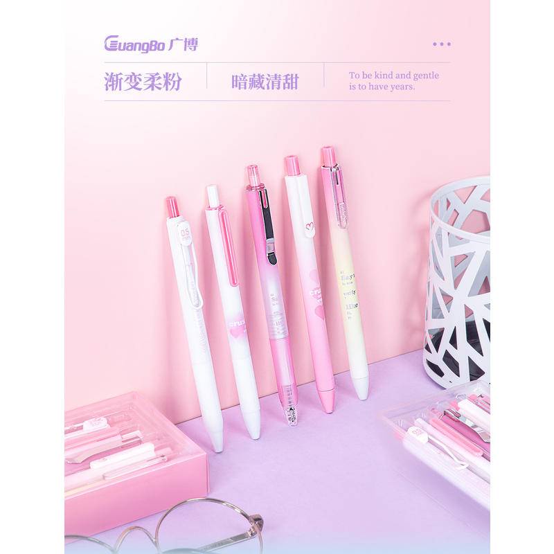 Bút Bi 3 Kiểu Ngòi 0.5mm Màu Đen Gradient Dễ Thương Cho Học Sinh
