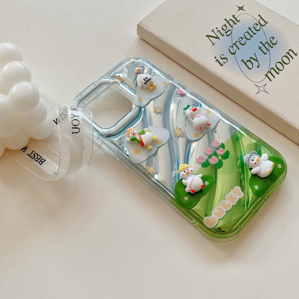 Ốp Điện Thoại TPU Mềm Trong Suốt Chống Sốc In Họa Tiết Hoa / Vịt Dễ Thương Dành Cho iPhone 14 13 12 11 Pro Max