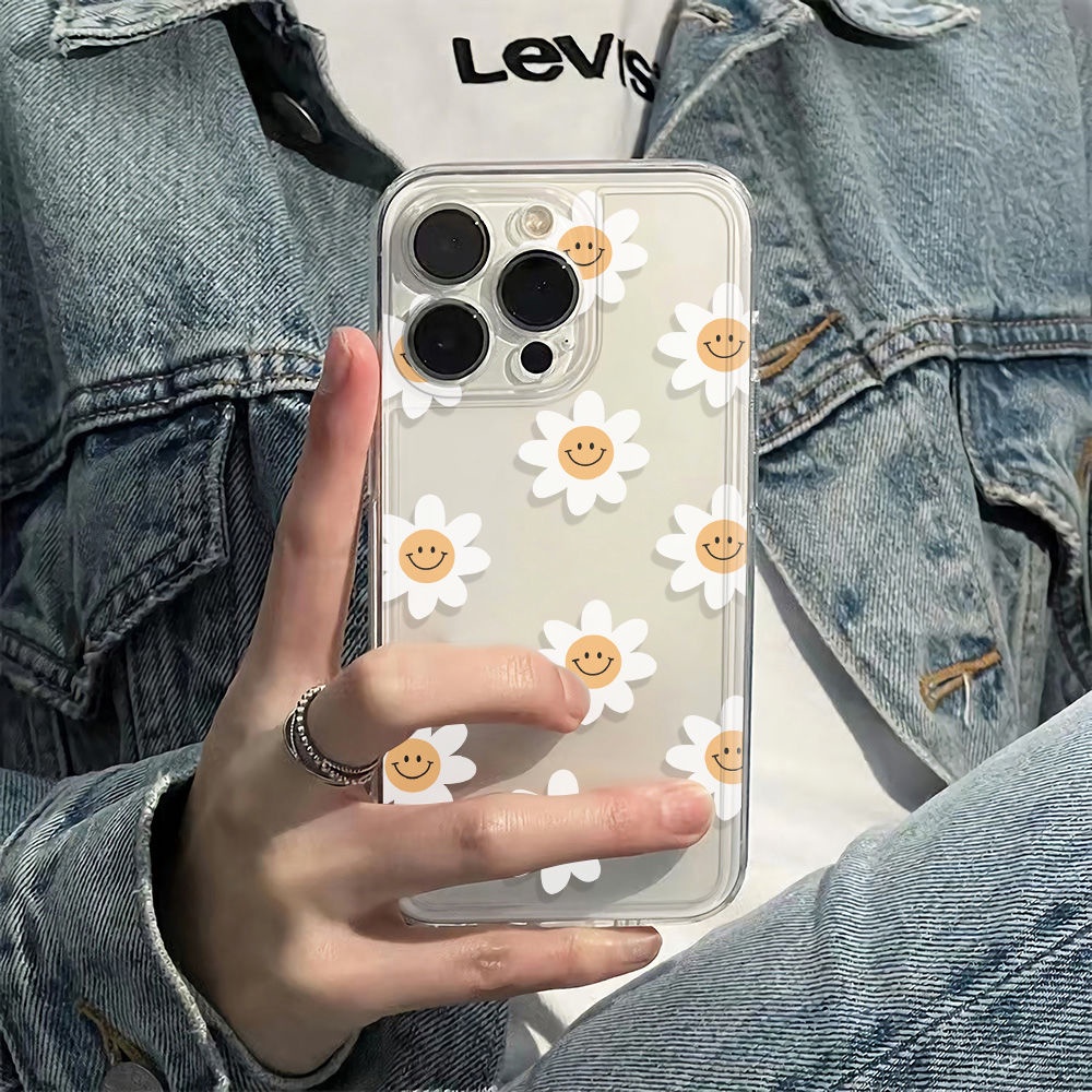 ✅Ốp Điện Thoại Dẻo Họa Tiết Hoa Cúc &amp; Mặt Cười Dễ Thương Chống Sốc Cho Iphone13Iphone12 14pro11 1P7P 786Inplus