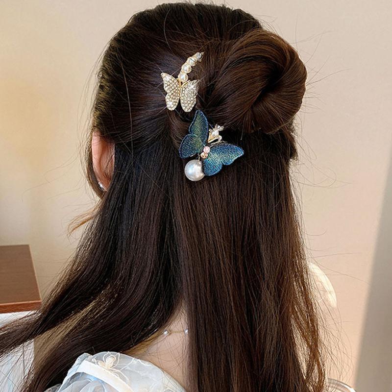 ✨✨Kẹp Tóc Hình Bướm Đính Ngọc Trai Thời Trang Cho Nữ