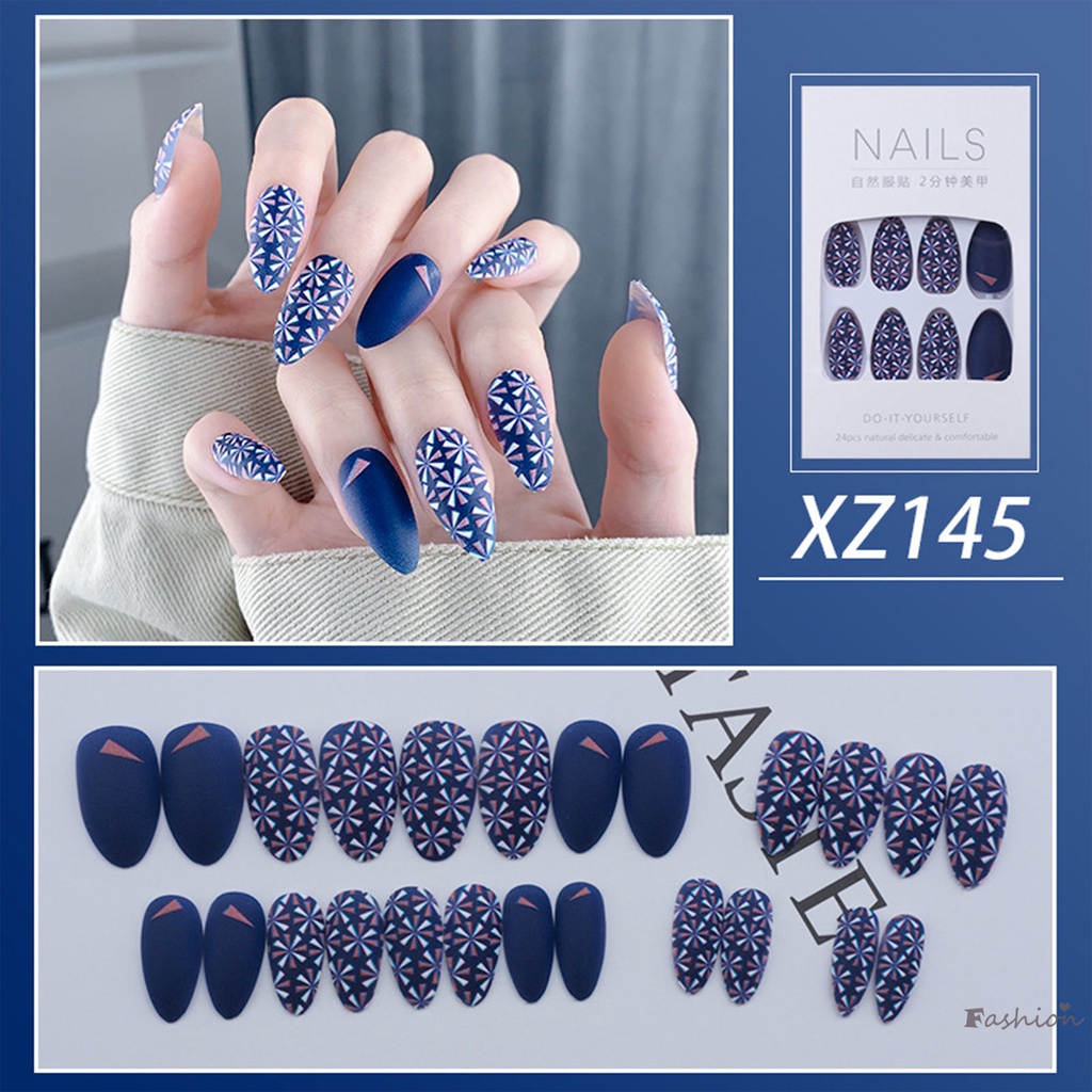 Móng Tay Giả Họa Tiết 3D Không Phai Chống Nước Kèm Dụng Cụ Tự Dính