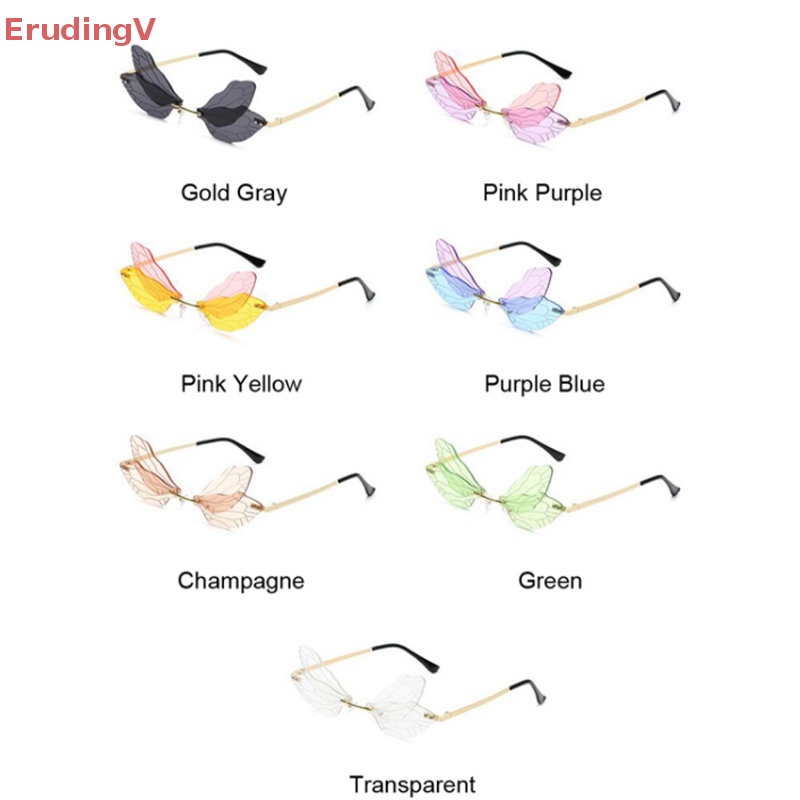 1 Kính Mát Không Vành Hình Chuồn Chuồn Nhiều Màu Sắc Thời Trang Dự Tiệc Cho Nữ