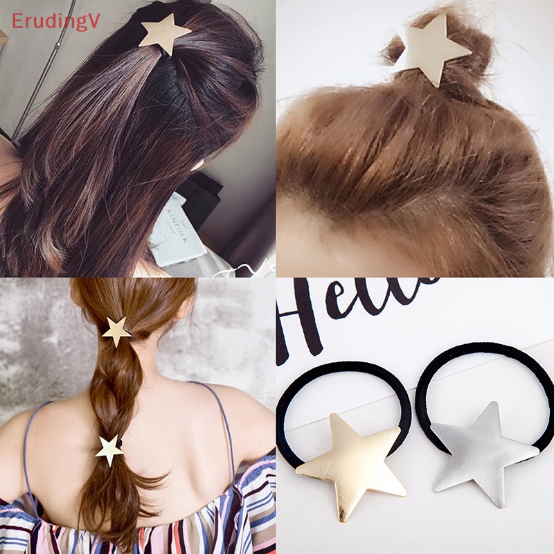 Dây Cột Tóc Hình Ngôi Sao Năm Cánh Bằng Kim Loại Phong Cách Harajuku Thời Trang Cho Nữ