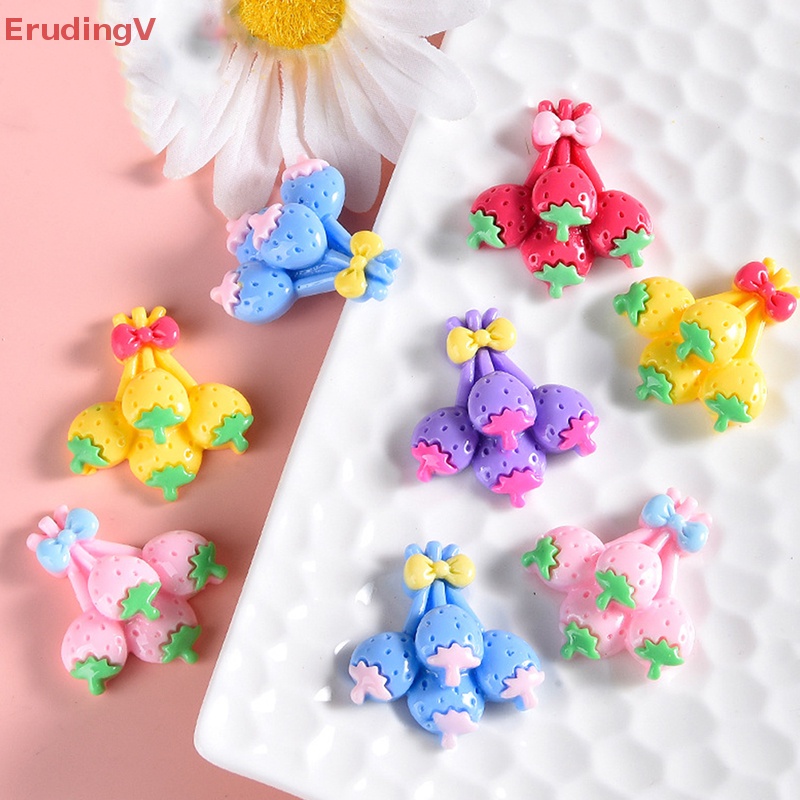 [ErudingV] Set 10 Quả Dâu Tây Màu Sắc Dễ Thương Bằng Nhựa Resin Làm Scrapbook DIY [Mới]