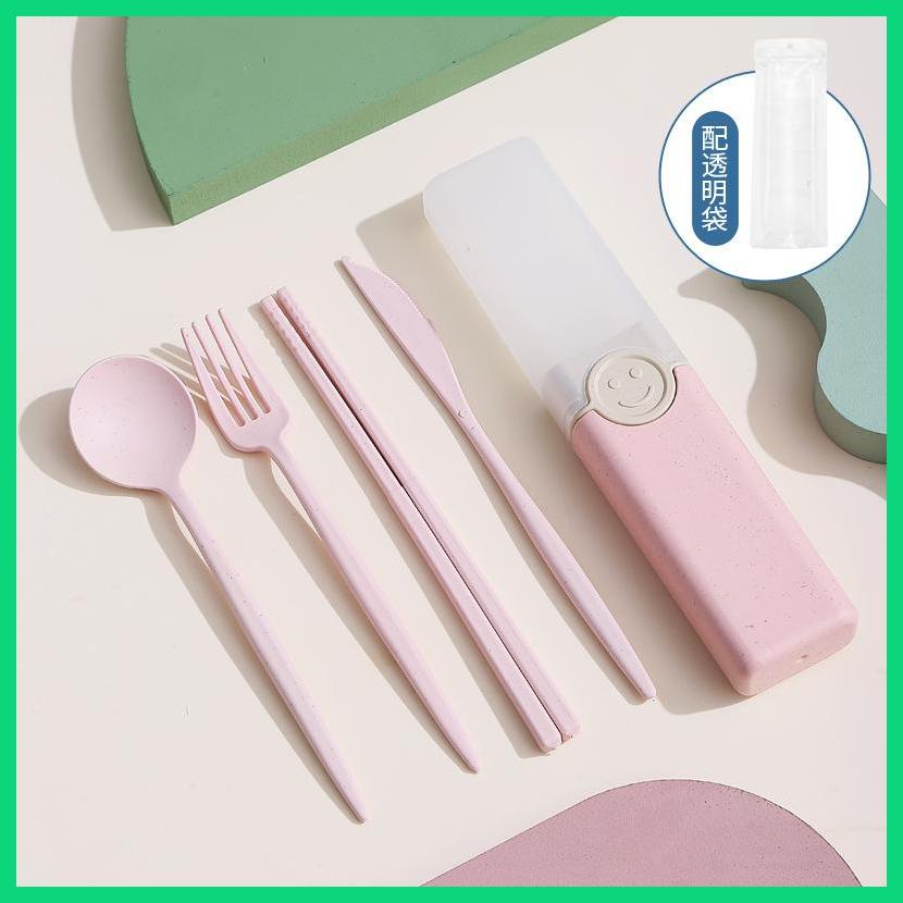 Bộ Muỗng Đũa Bằng Nhựa Di Động Dễ Thương Cho Văn Phòng / Học Sinh / Du Lịch Jiwvnjiwvn