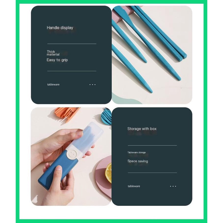 Bộ Muỗng Đũa Bằng Nhựa Di Động Dễ Thương Cho Văn Phòng / Học Sinh / Du Lịch Jiwvnjiwvn