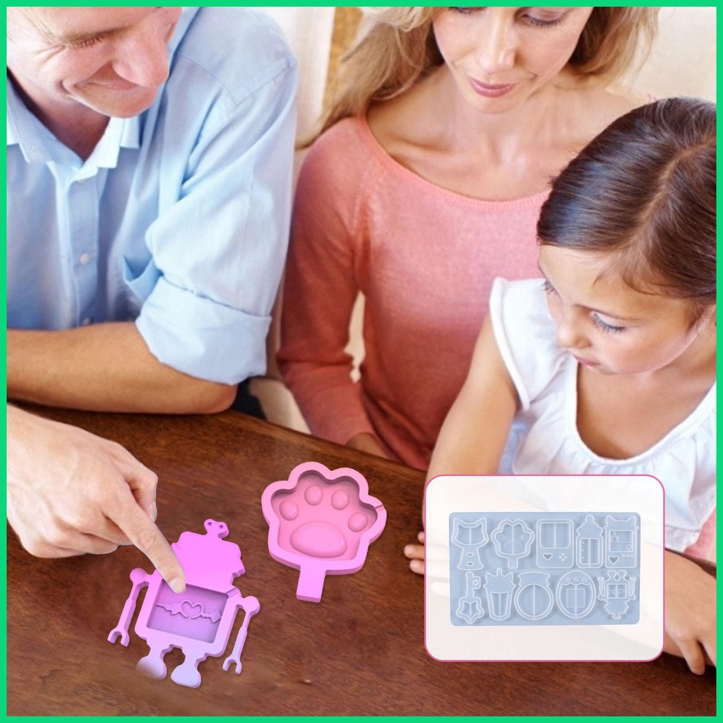 Khuôn Silicone Làm Mặt Dây Chuyền / Móc Khóa Bằng Nhựa Resin Cát Chảy DIY