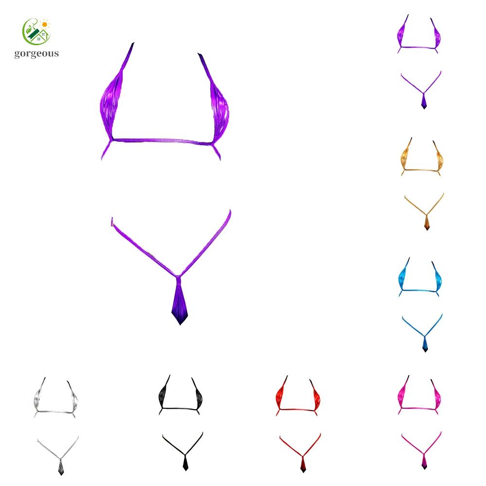 GORGEOUS~Women's Shiny Patent Leather Bikini Bra G-String Underwear Lingerie - Hot New Arrival