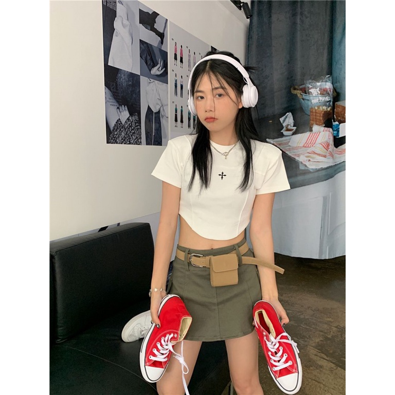 Áo baby tee Thun croptop Croptop Dáng Ôm Lệch Vai Thời Trang Mùa Hè Cao Cấp Cho Nữ