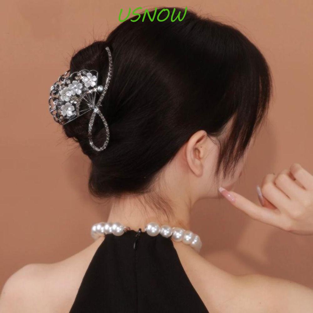 Kẹp Tóc Hợp Kim Hình Hoa Lấp Lánh Phong Cách Trung Quốc Sang Trọng Chống Trượt