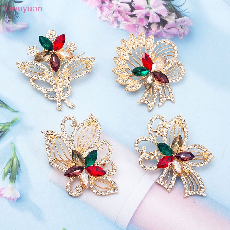 Ghim Cài Áo Hình Hoa Đính Đá Nhiều Màu Sắc Phong Cách Vintage < Yiwuyuan > Dành Cho Nữ