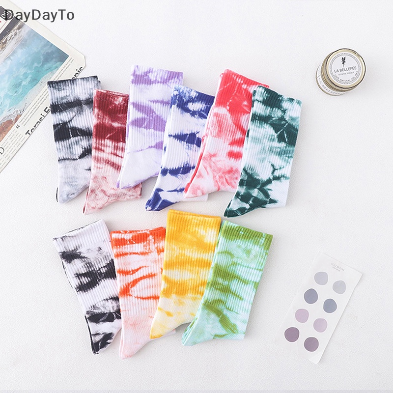 Hàng Mới Về Tất Cotton Nhuộm Màu Phong Cách Thể Thao Đường Phố Hàn Quốc Cho Nữ