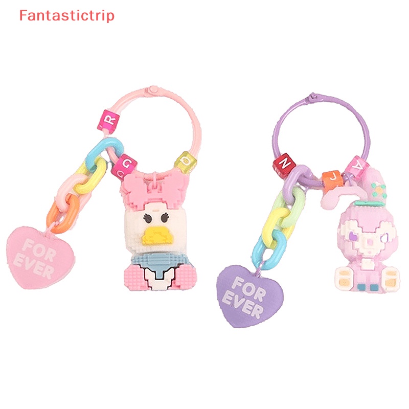 [Fantastictrip] Móc Khóa Khối Lập Phương StellaLou Hình Thỏ / Vịt Daisy Hoạt Hình Trang Trí Ba Lô / Ô Tô Mới