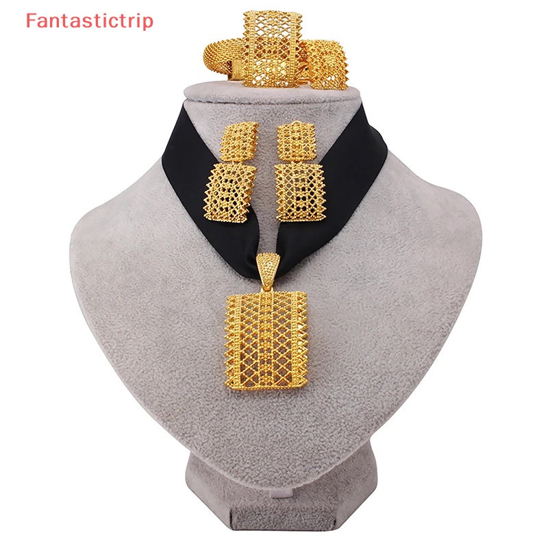 [Fantastictrip] Bộ Trang Sức Màu Vàng Đồng Châu Phi Mặt Vòng cổ Lớn Và Trang Sức Vòng Tay Kiểu Ý Cho Nữ Mới