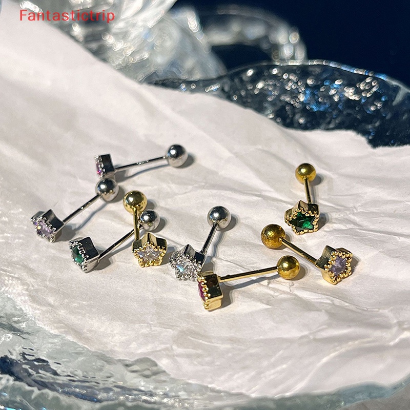 1 Đôi Bông Tai Đính Đá Zircon Hình Ngôi Sao Thời Trang Dành Cho Nữ