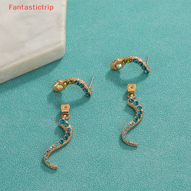 Bông Tai Hình Rắn Đính Kim Cương Giả Màu Sắc Phong Cách Vintage Thời Trang Cho Nữ