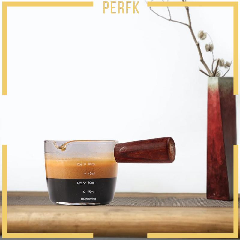 Cốc Đong Cà Phê Espresso Espresso Bằng Thủy Tinh Cách Nhiệt Với Tay Cầm Bằng Gỗ