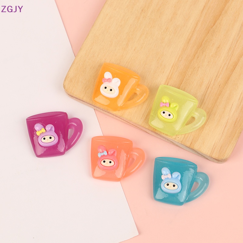 Set 5 Phụ Kiện Trang Trí Điện Thoại Hình Cốc Nước Dạ Quang Dễ Thương DIY Mới