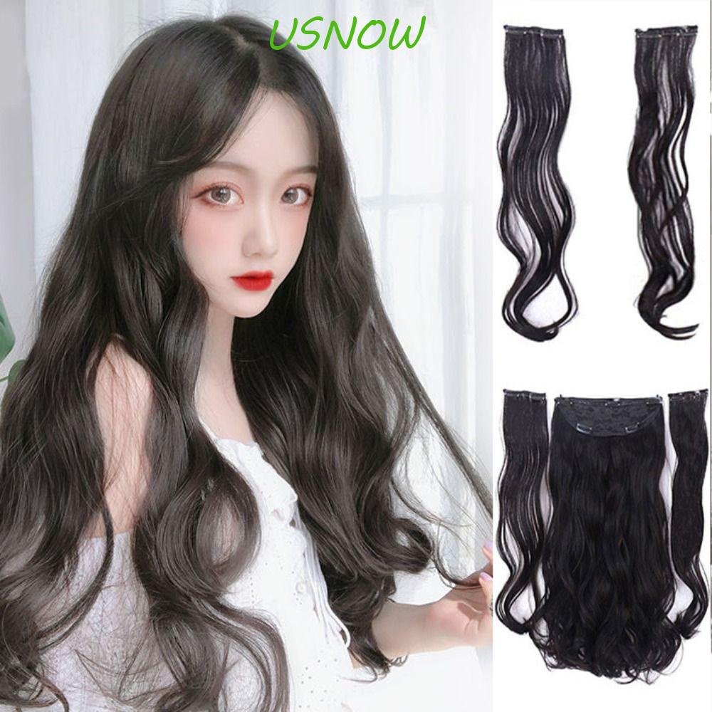 Bộ 3 Tóc Giả Màu Đen Bằng Sợi Tổng Hợp Cách Nhiệt Cho Nữ