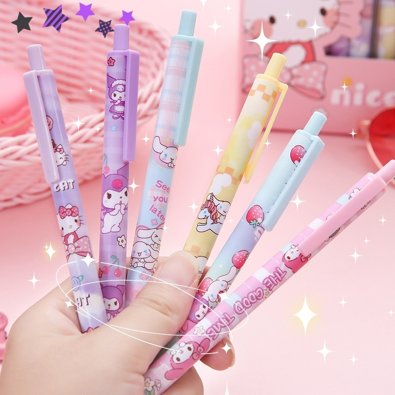 Bút Mực Gel Ngòi 0.5mm Họa Tiết Chó / Mèo Hoạt Hình Dễ Thương Cho Học Sinh