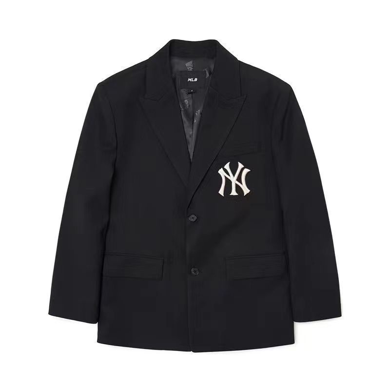 Áo Khoác Blazer Màu Trơn Thêu Logo MLB NY 100% Chính Hãng Cá Tính Cho Nam